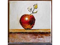 Relief oil painting Still life - Apple 20/20 cm