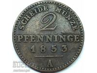 2 pfennig 1853 Πρωσία Γερμανία χαλκός