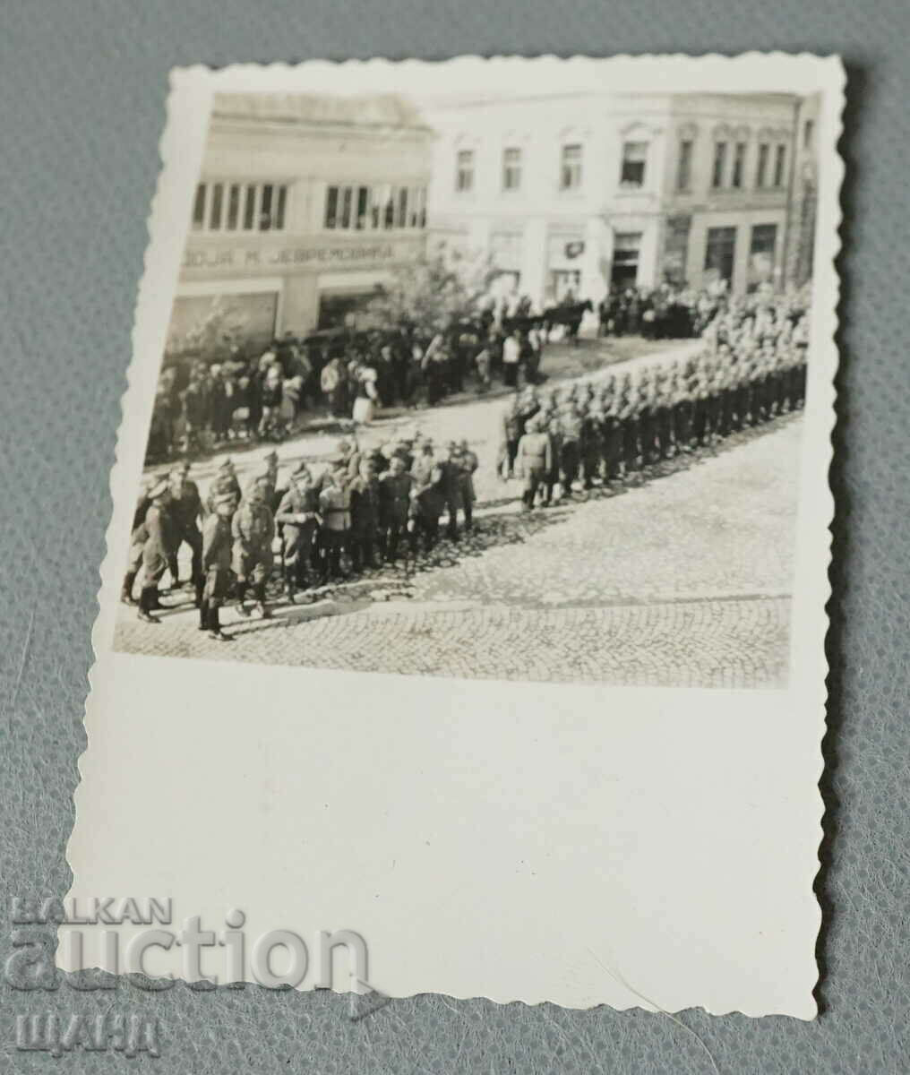 1940 Военна Снимка група войници униформа празник шествие