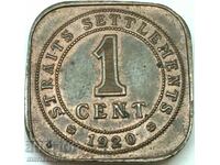 1 cent 1920 India Straits Settlement
