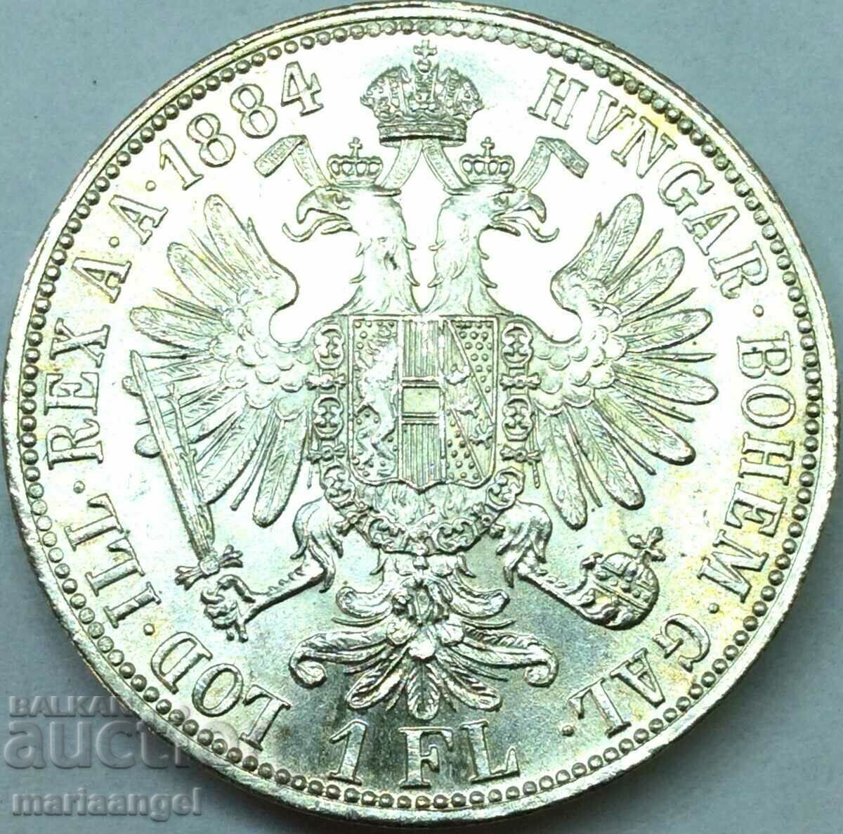 Австрия 1 флорин 1884 UNC  Франц Йозеф сребро
