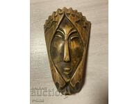 wood carving panel old face woman