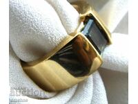 British rolled gold ring with natural tourmaline
