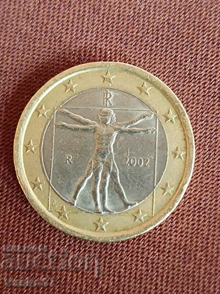 1 euro coin from 2002. Preserved