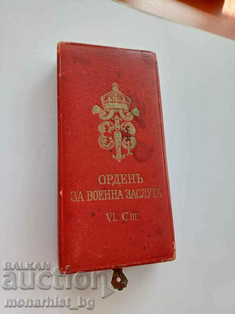 Cutia Ordinului Meritul Militar gradul VI cu coroana Ferdinand