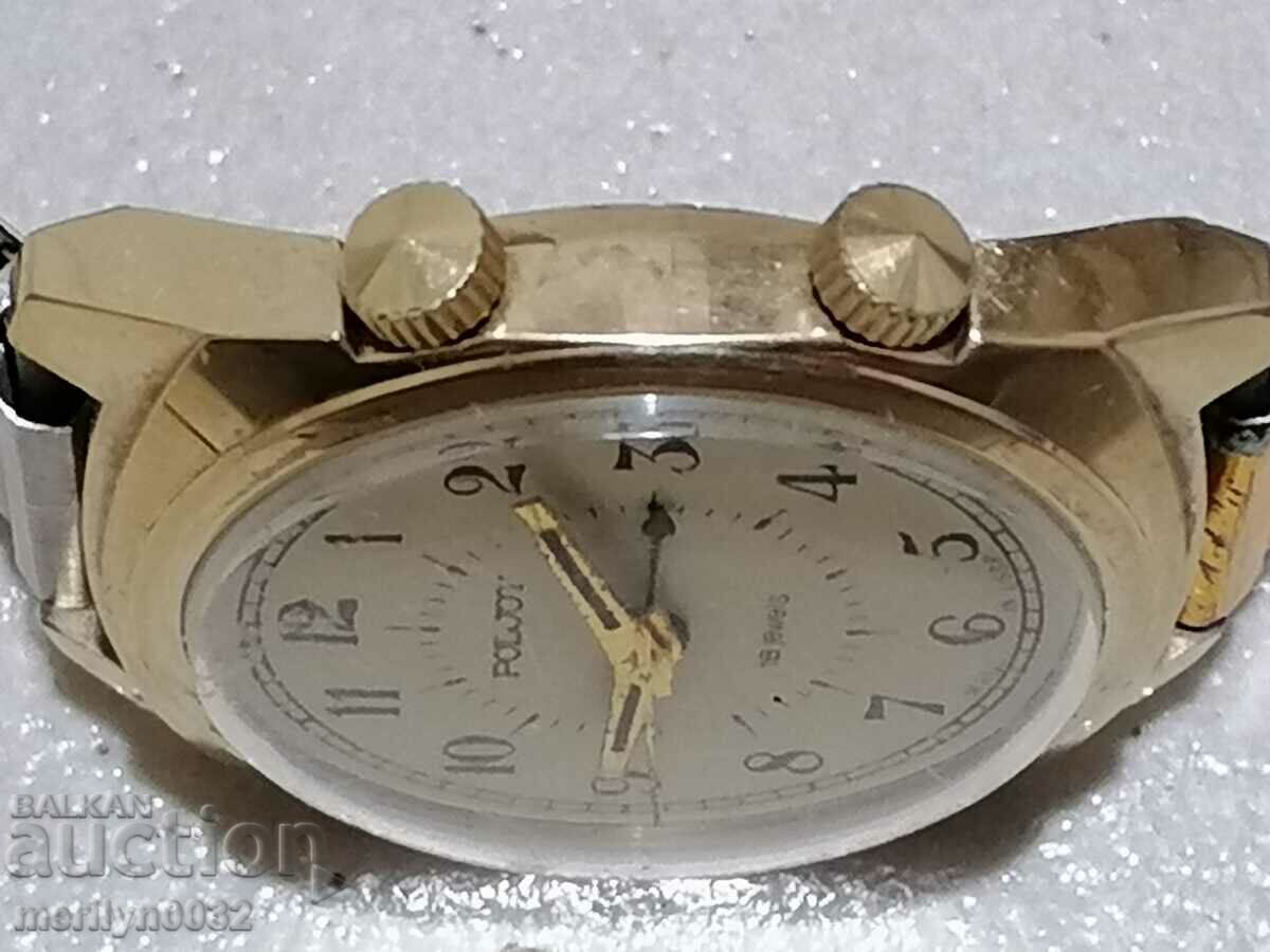 Flight wristwatch with gold plating, 5 microseconds, NOT WORKING with price 89.00 BGN | € 45.50 Flight wristwatch with gold plating, 5 microseconds, NOT WORKING with price 89.00 BGN | € 45.50