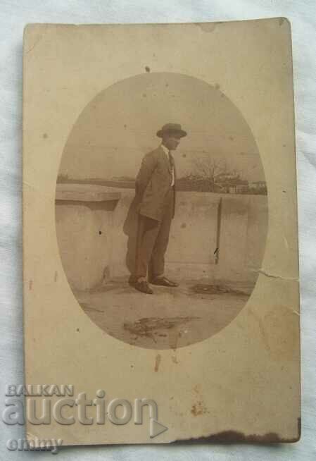 Old postcard photo 1924 - man, Burgas
