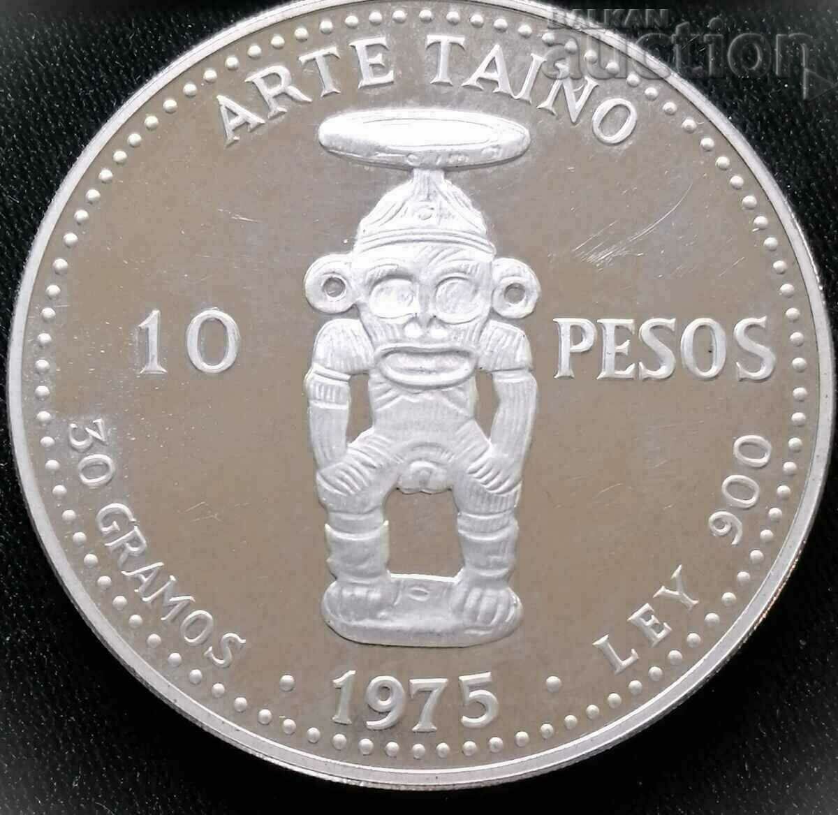 Δομινικανή Δημοκρατία 10 Silver Pesos, 1975