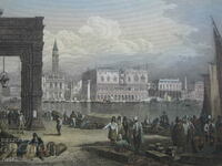 19c Engraving hand colored Italy Venice