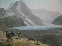 19c Engraving hand-colored Italy St. Bernard Pass