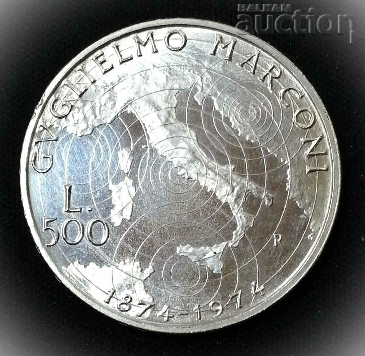 500 lire - Italia 1974 Guglielmo Marconi. Argint