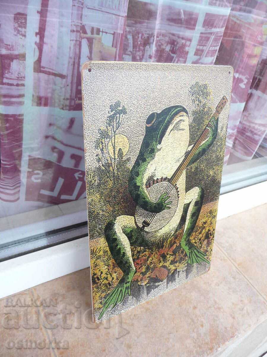 Metal plate music frog playing stringed instrument guitar with price 18.00 BGN | € 9.20 Metal plate music frog playing stringed instrument guitar with price 18.00 BGN | € 9.20