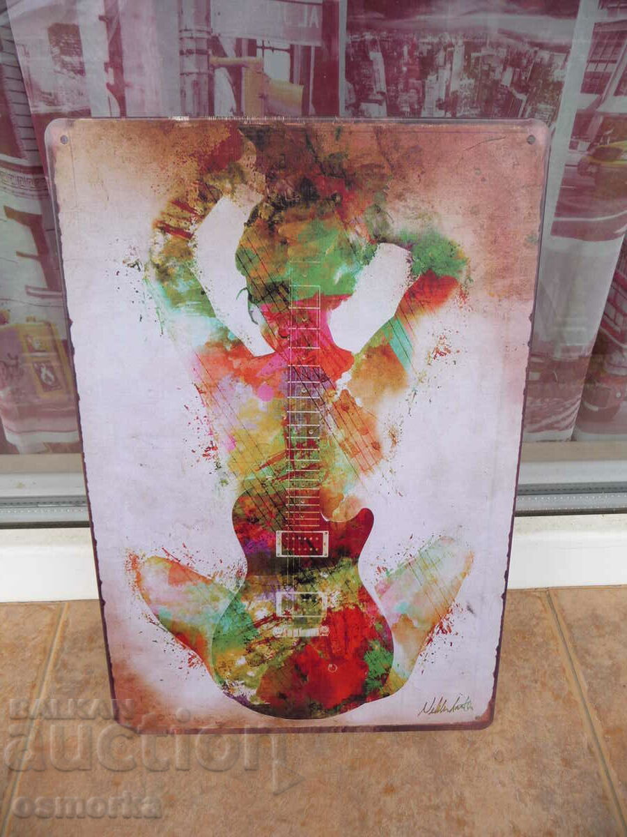 Μεταλλική πλάκα εικόνα ερωτική κιθάρα μουσική ροκ κουλούρι ζωγραφικής