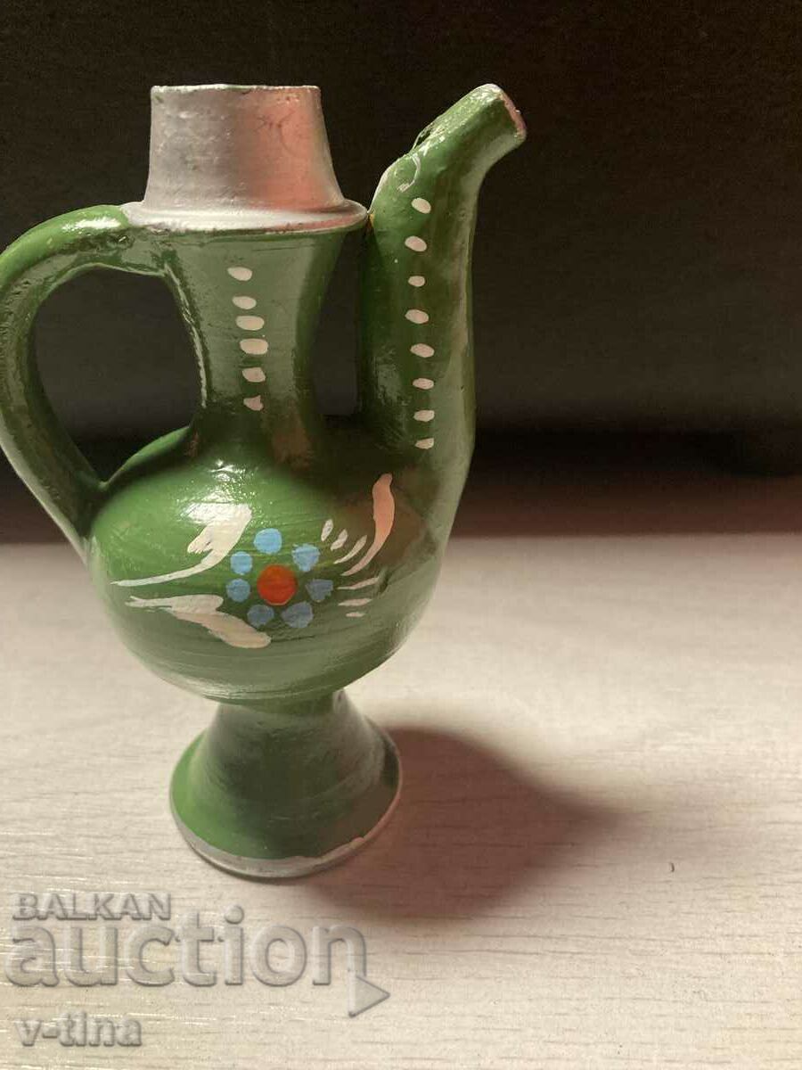 Veche ulcior fluier ceramică pictat manual krondir