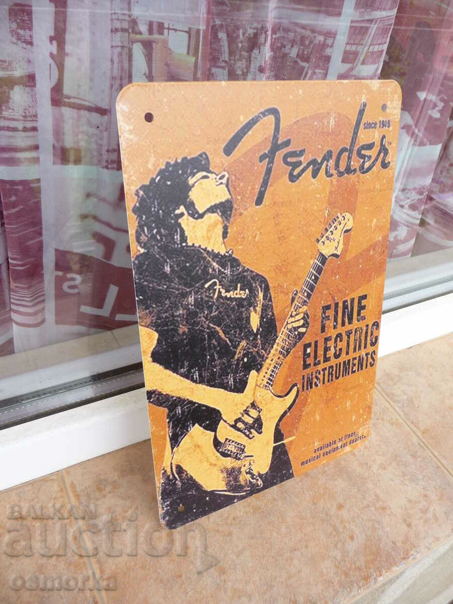 Metal plate music electric guitar Fender guitarist with price 18.00 BGN | € 9.20 Metal plate music electric guitar Fender guitarist with price 18.00 BGN | € 9.20