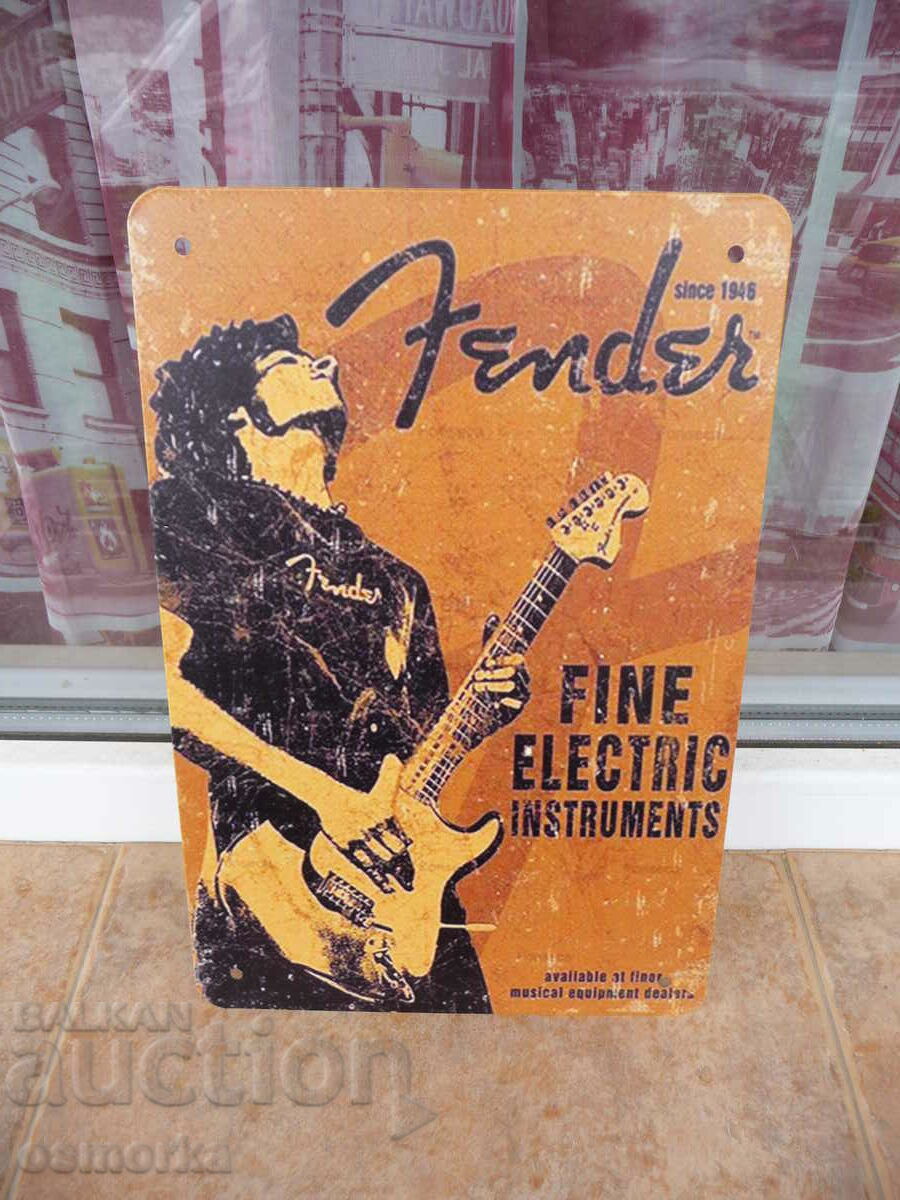 Μεταλλική πλάκα μουσική ηλεκτρική κιθάρα Κιθαρίστας Fender