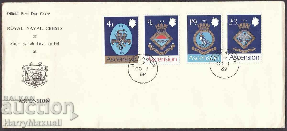 Plicul FDC pentru prima zi (FDC) de pe Insula Ascensionului 1969