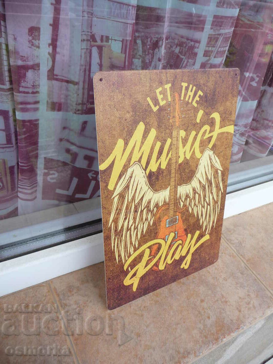 Metal sign music Let the music play guitar wings with price 18.00 BGN | € 9.20 Metal sign music Let the music play guitar wings with price 18.00 BGN | € 9.20