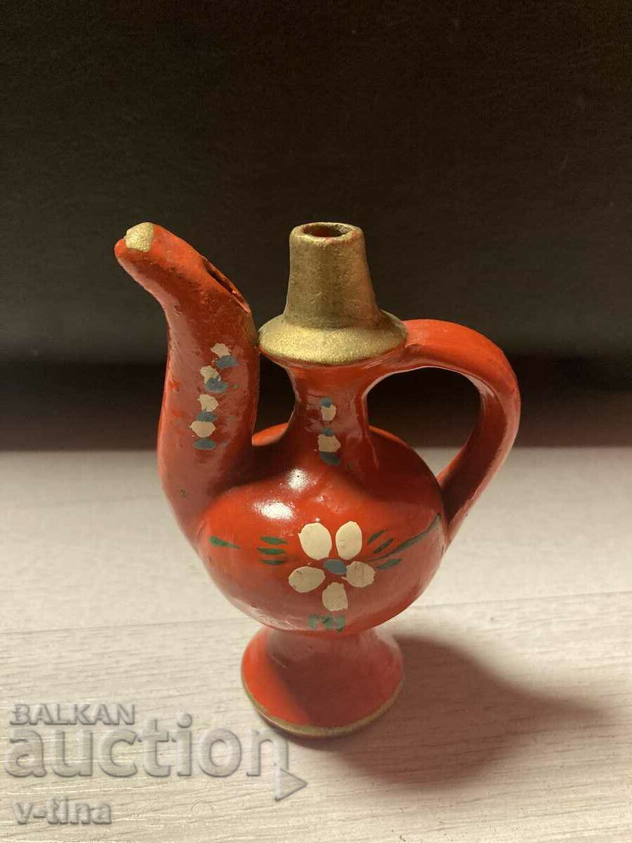 Old pitcher whistle pottery hand painted krondir