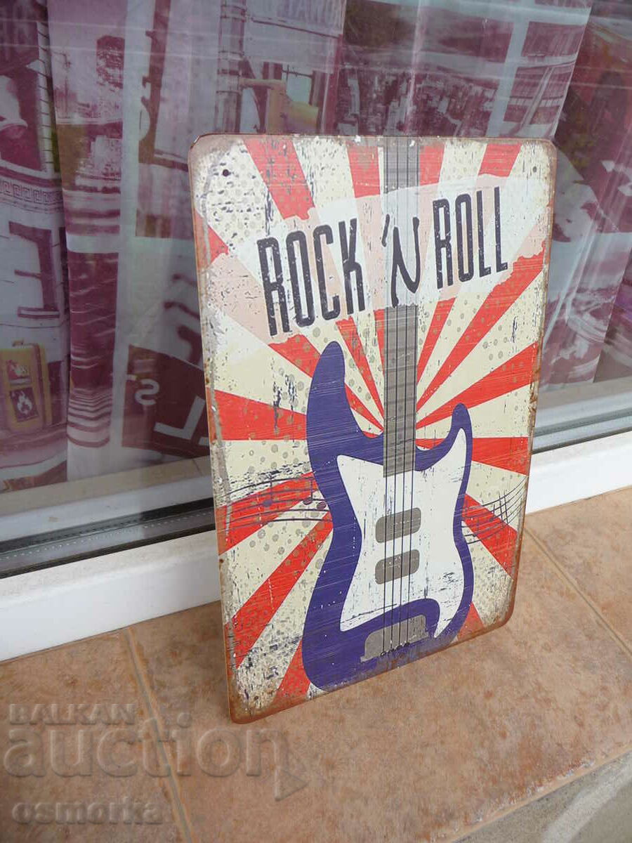 Metal sign music Rock 'n roll rock and roll guitar decor with price 18.00 BGN | € 9.20 Metal sign music Rock 'n roll rock and roll guitar decor with price 18.00 BGN | € 9.20