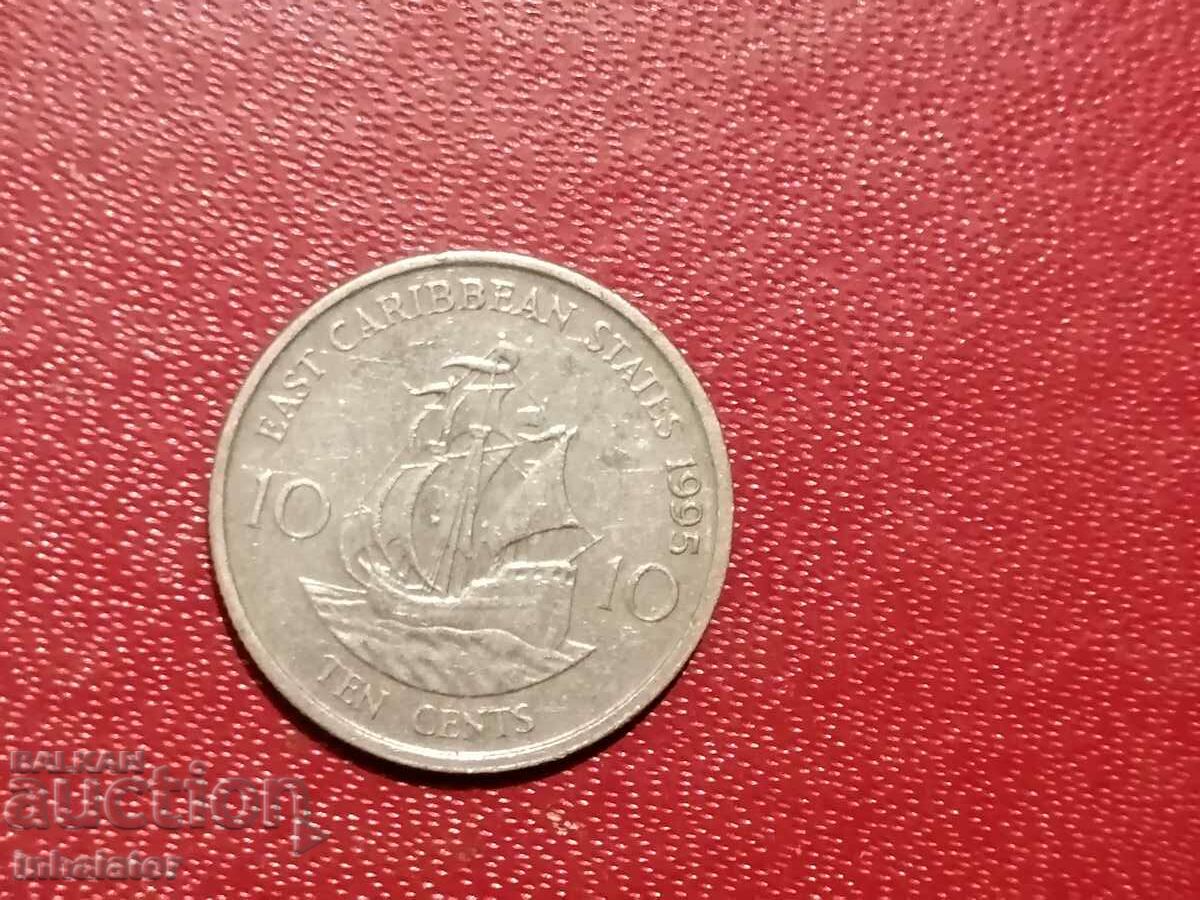 Eastern Caribbean 10 cents 1995 Ship