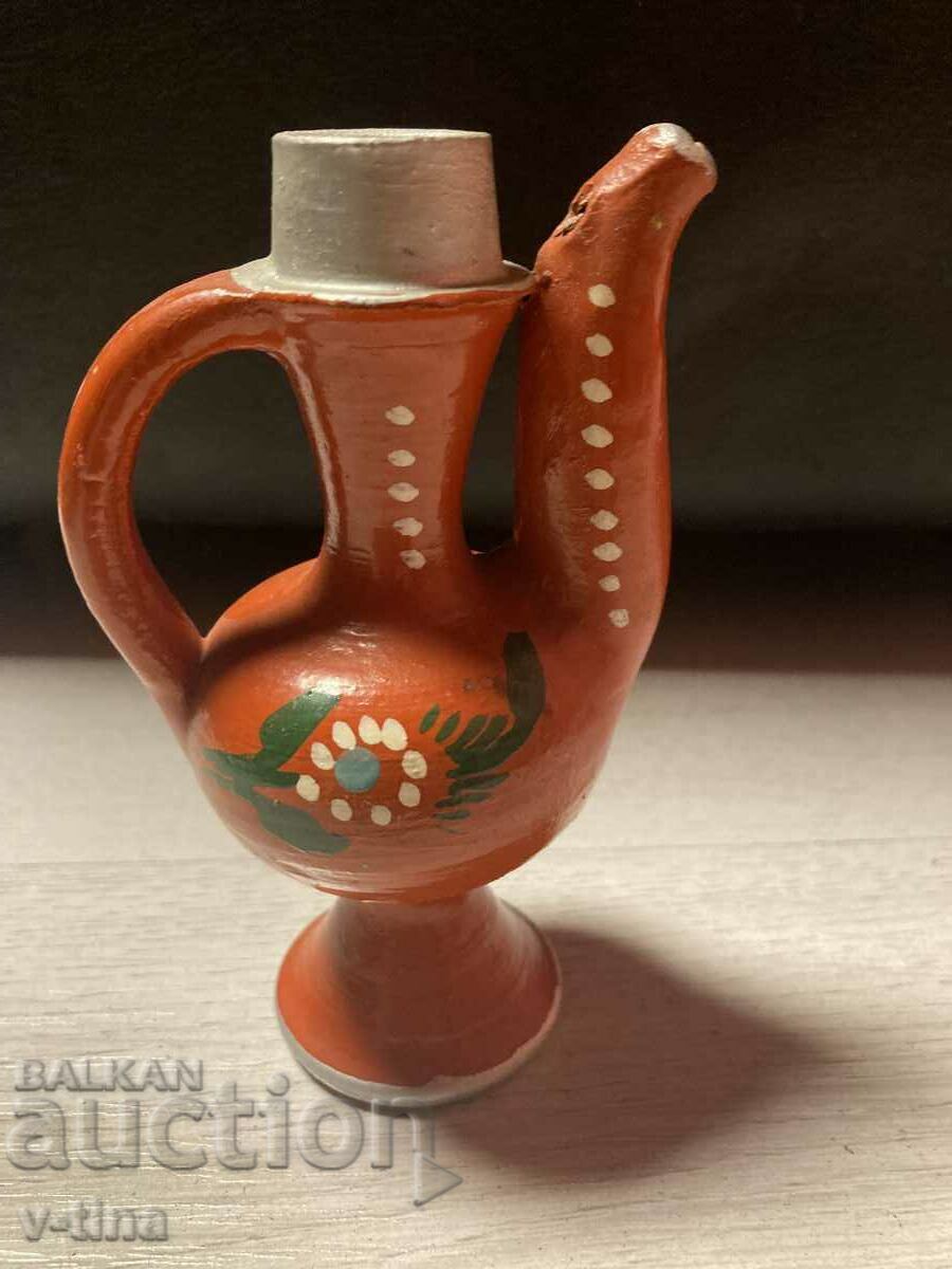 Veche ulcior fluier ceramică pictat manual krondir