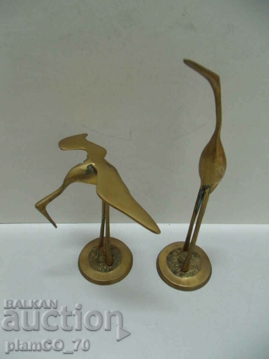 No.*7491 two old metal / brass figurines - birds