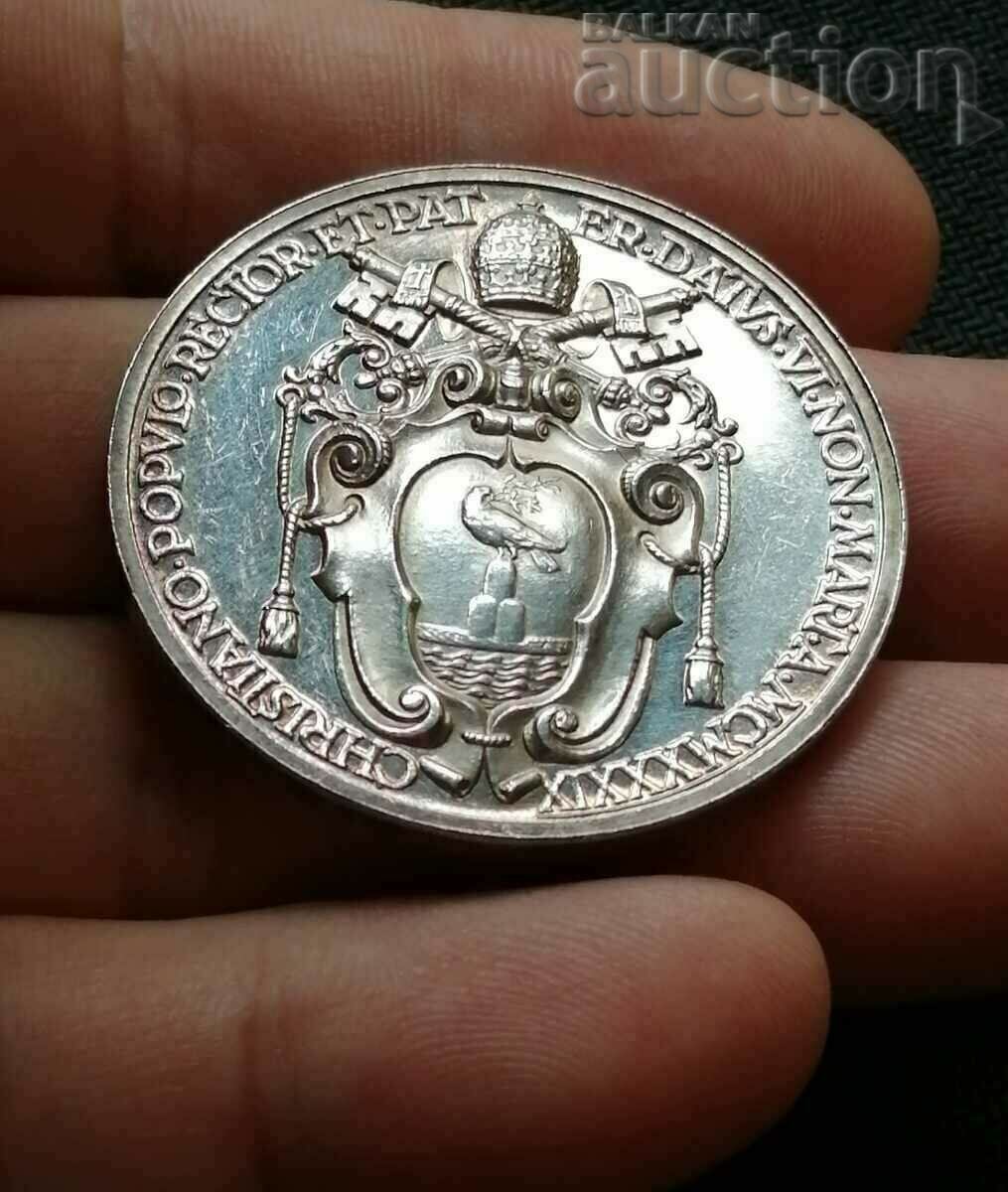Vatican, Medalia Pius XI de argint 1939, ARGINT.