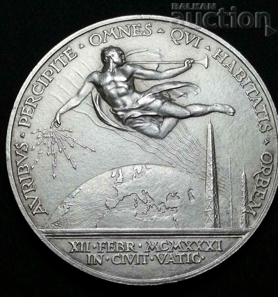 Medalia de argint VATICAN 1931 PIO XI - Radio Vatican