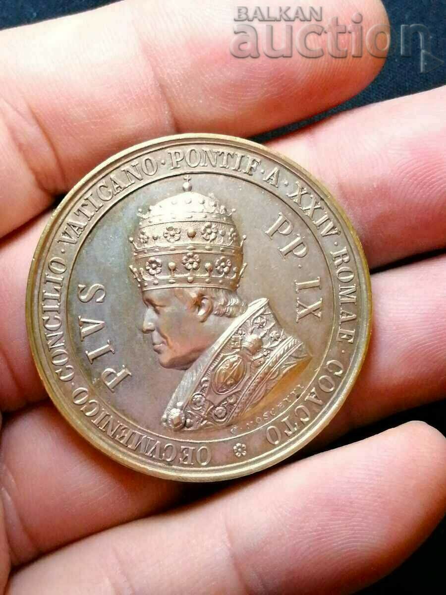 Vatican Pius IX 1869 Concilium Papal Medal.