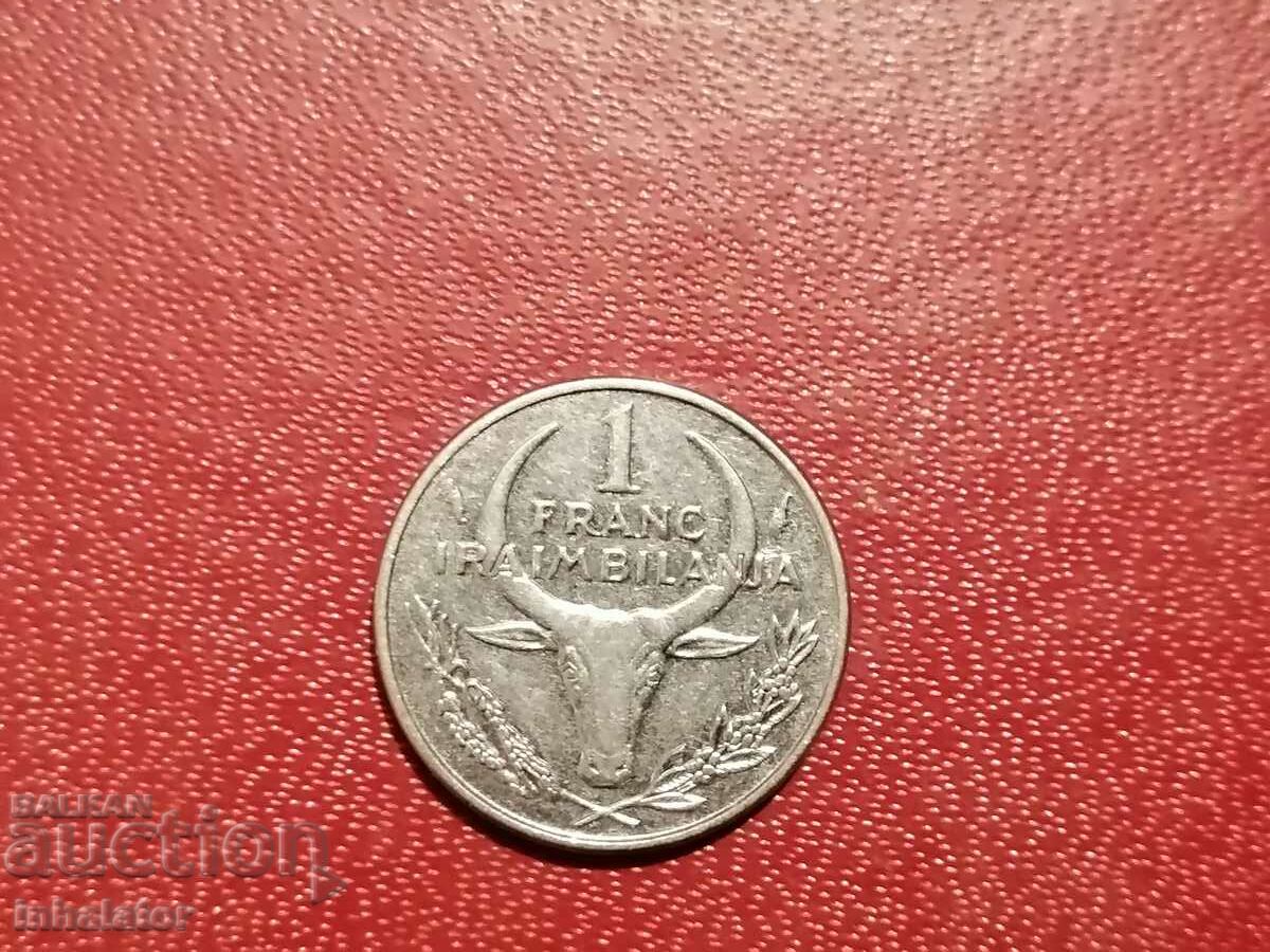 Мадагаскар 1 франк 1989 год
