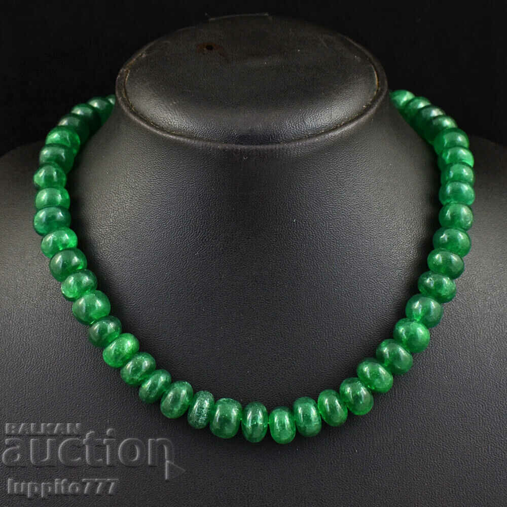BZC! 426k single row emerald beryl necklace from 1 penny!