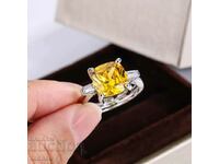 Silver ring with citrine, free size