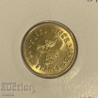 Нови Хебриди 5 франка / New Hebrides 5 francs 1970 RARE!