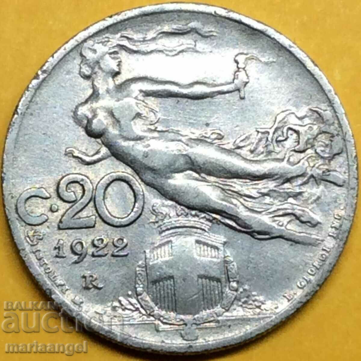 Italy 1922 20 centesimi - becoming rare