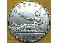 Spain 5 pesetas 1870 Thaler 24.83g 37mm silver