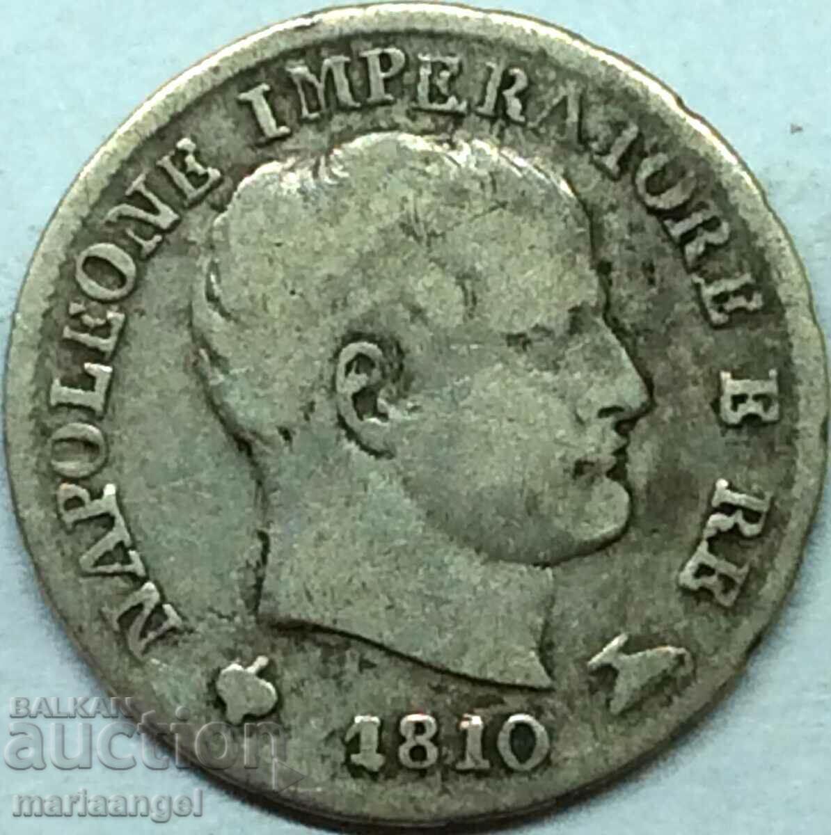 Наполеон 5 солди 1810 М - Милан Италия сребро - доста рядка
