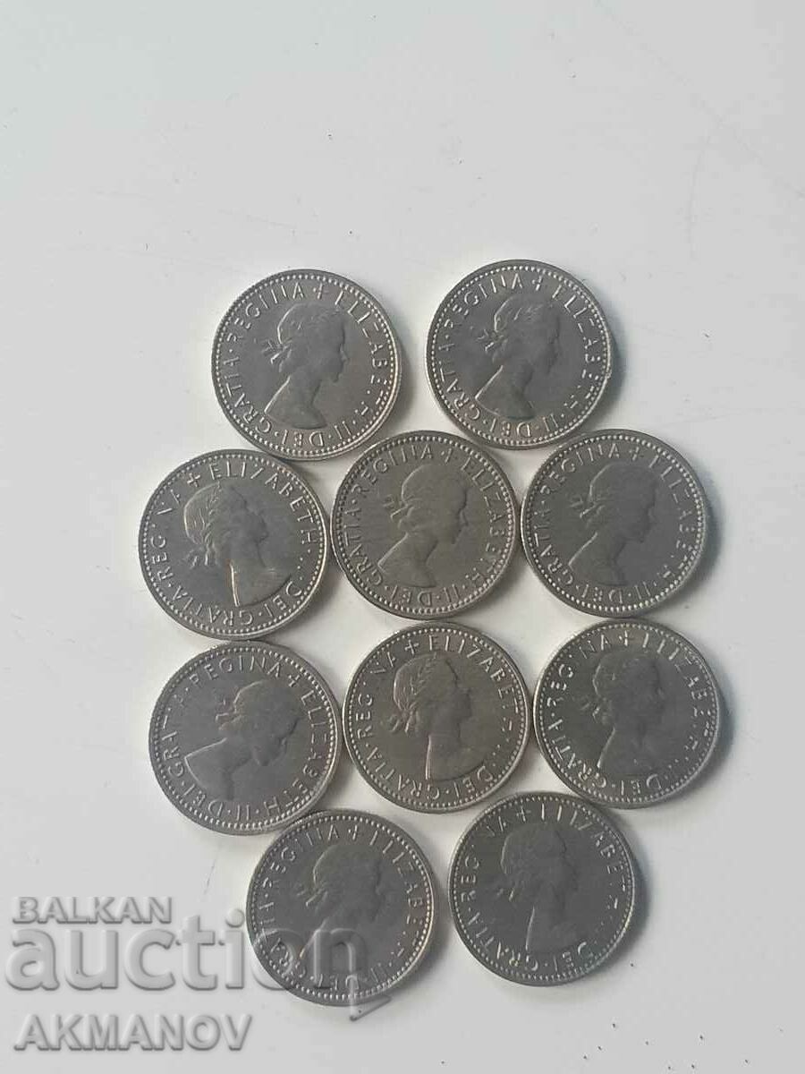 Μεγάλη Βρετανία 10 νομίσματα x 6 πένες.
