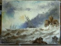 Oil painting-Seascape-Ship-Discover the eye in the painting