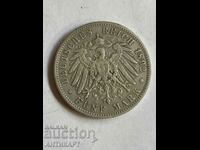 monedă de argint 5 mărci Germania 1892 argint Württemberg
