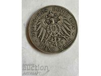 monedă de argint 5 mărci Germania 1908 argint Württemberg