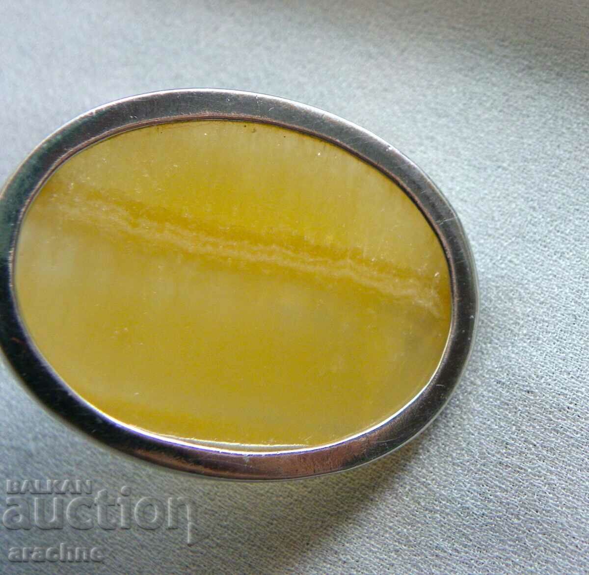 Auction Large, white gold plated, citrine locket Auction Large, white gold plated, citrine locket