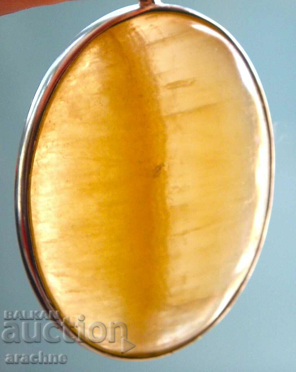 Large, white gold plated, citrine locket - 5 Large, white gold plated, citrine locket - 5