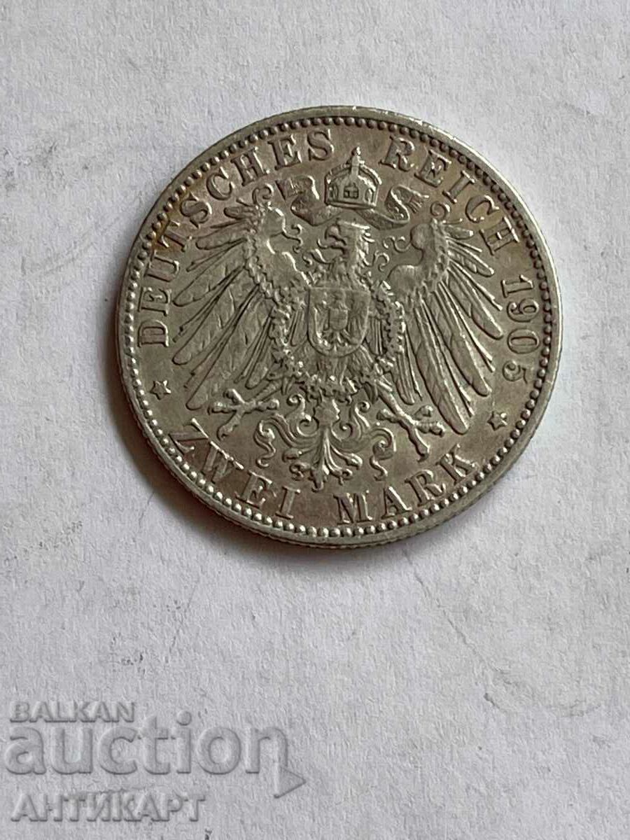 silver coin 2 marks Germany 1905 Otto Bayern silver