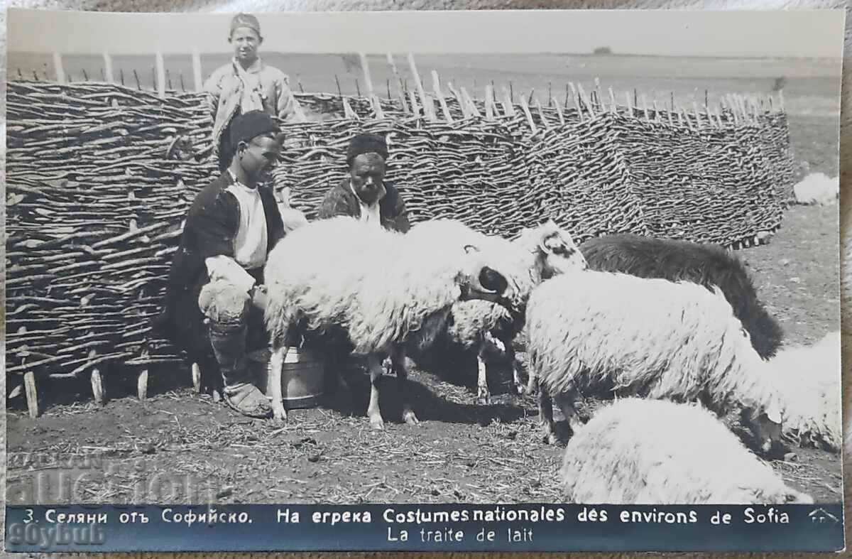 Old postcard of villagers from Sofia 1929