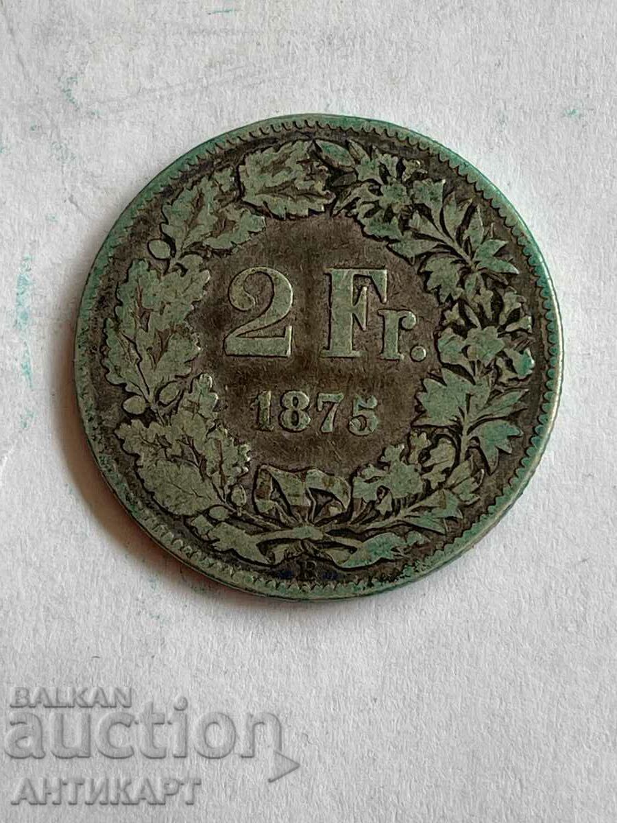 ασημένιο νόμισμα 2 φράγκων Ελβετία 1875 ασήμι