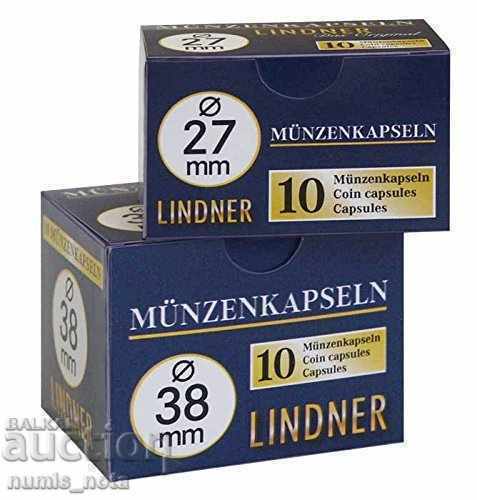 Капсули за монети LINDNER - 10 броя в опаковка