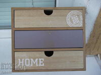 Cutie de depozitare decorativa din lemn cu 3 sertare