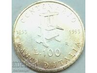 100 Λίρες 1993 Ιταλία Ασημένιο UNC Πατίνα