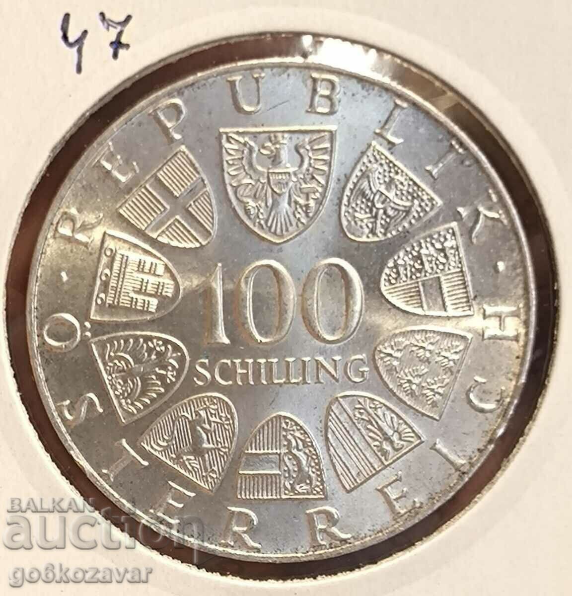 Австрия 100 шилинга 1976г Сребро UNC От Фишек !